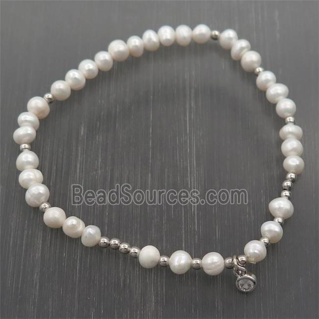 white Pearl Bracelet, stretchy