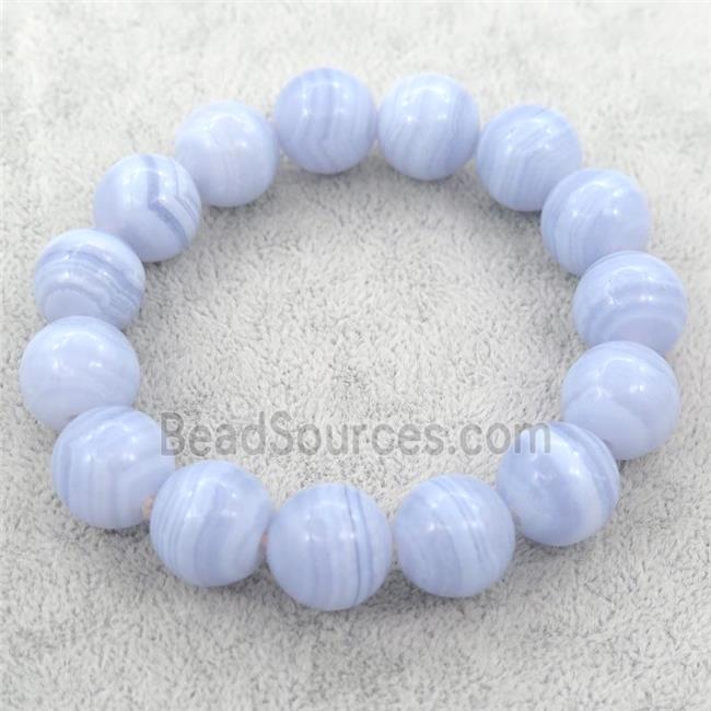 Blue Lace Agate Beaded Bracelet, stretchy