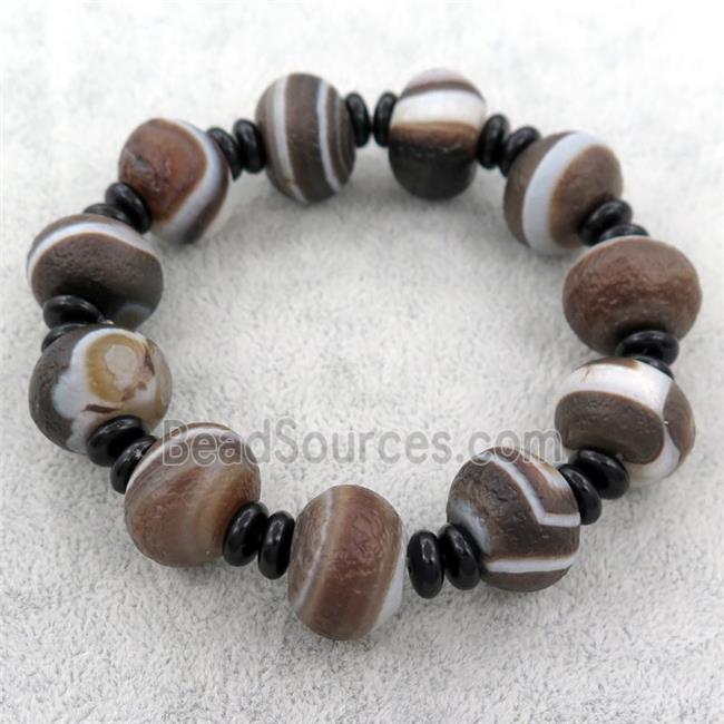 Tibetan Agate beaded bracelet, stretchy