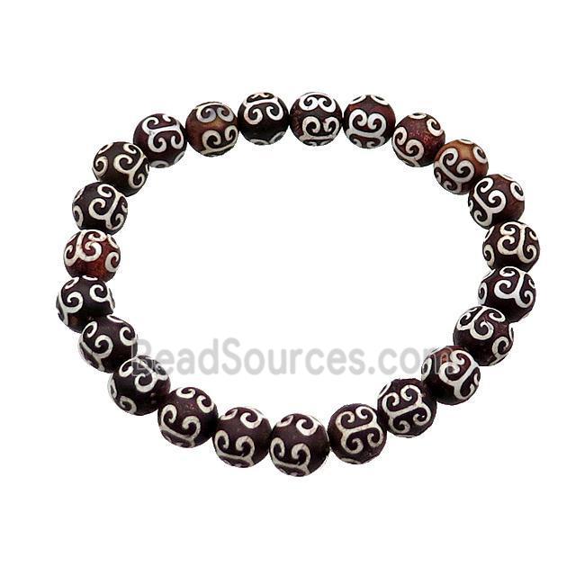 stretchy Tibetan Agate Bracelet round