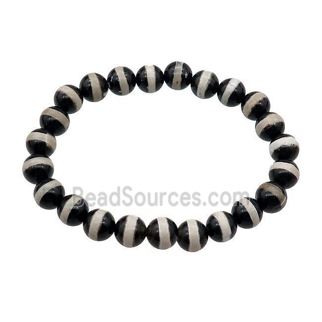 black stretchy Tibetan Agate Bracelet round line