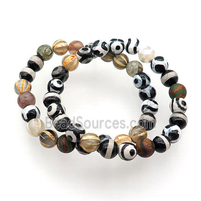 mix stretchy Tibetan Agate bracelet round