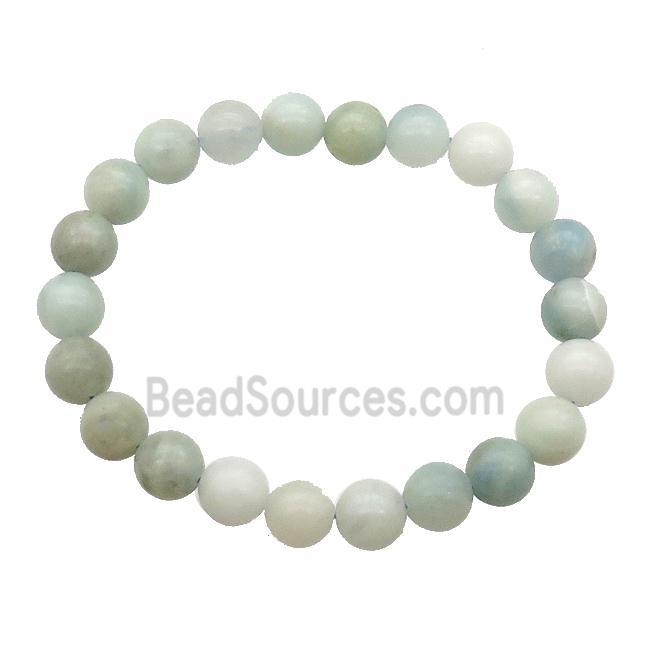 Chinese Aquamarine Bracelet Stretchy Round