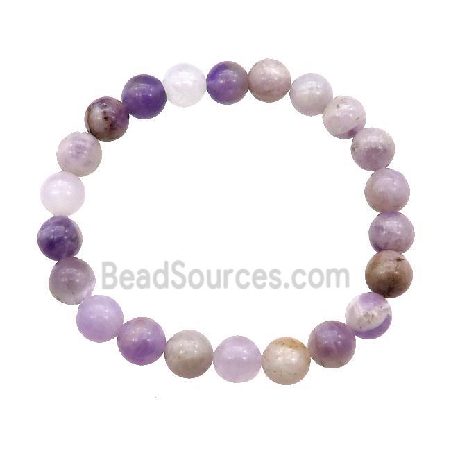 Purple Chalcedony Bracelet Stretchy Round