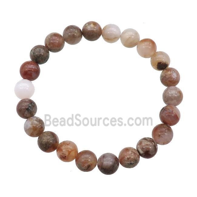 Flame Agate Bracelet Stretchy Round