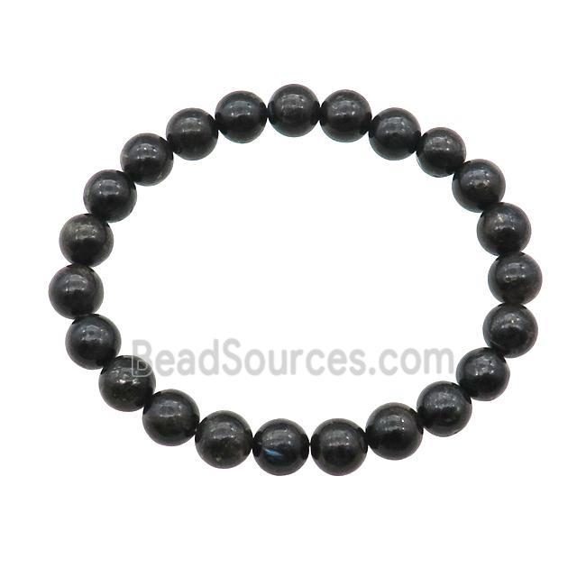 Black Hornblende Bracelet Stretchy Round