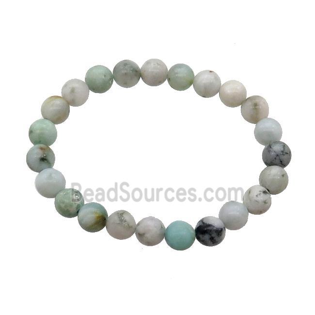 Burmese Chrysoprase Bracelet Stretchy Round