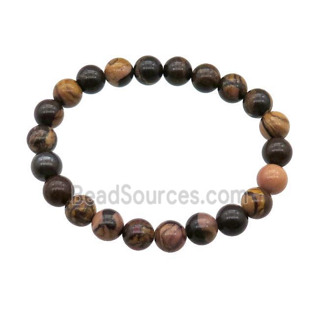 African Picture Jasper Bracelet Stretchy Round