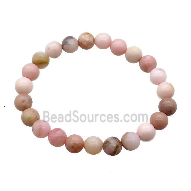 Pink Opal Bracelet Stretchy Round