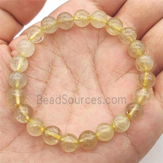 Gold Rutilated Quartz Bracelet Stretchy Round