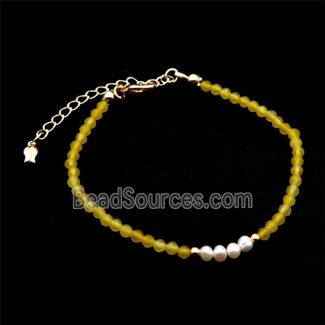 Yellow Agate Bracelet With Pearl