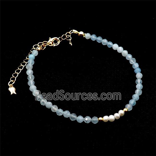 Aquamarine Bracelet With Pearl