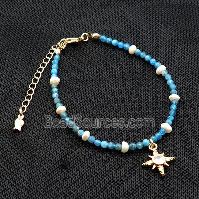 Blue Apatite Bracelet With Pearl