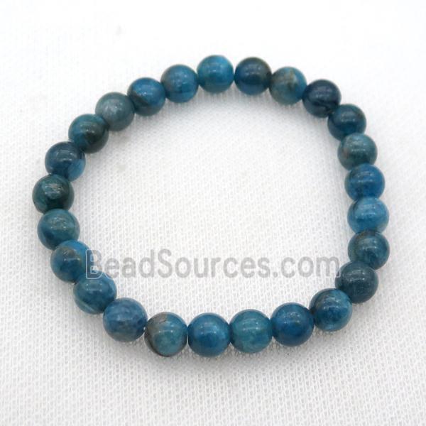 Blue Apatite Bracelet Round Stretchy