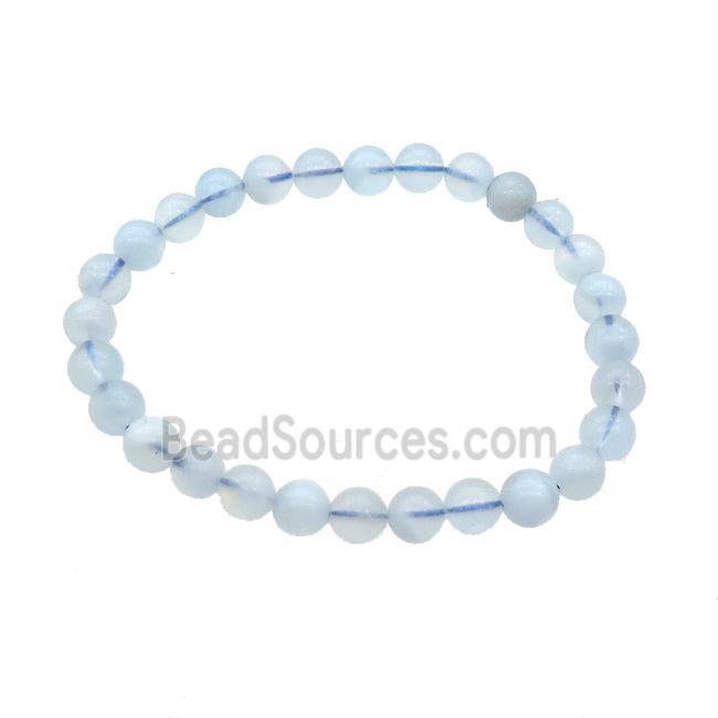 Natural Blue Aquamarine Bracelet Stretchy