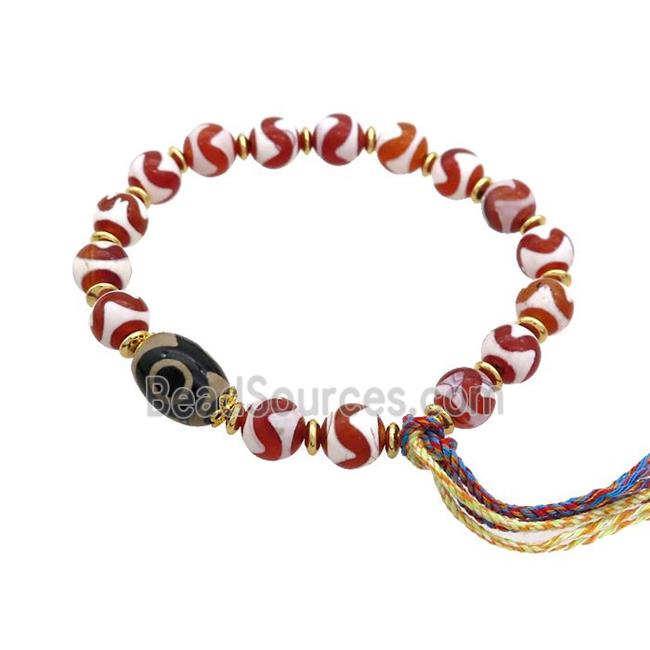 Tibetan Agate Bracelets With Tassel Stretchy