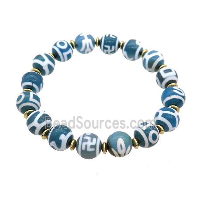 Blue Tibetan Agate Bracelets Stretchy