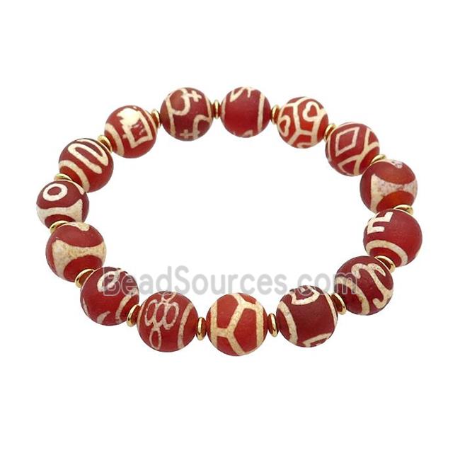 Tibetan Agate Bracelets REd Stretchy