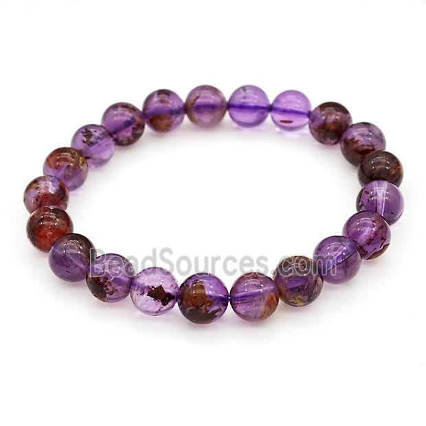 Natural Purple Phantom Quartz Bracelets Cacoxenite Stretchy