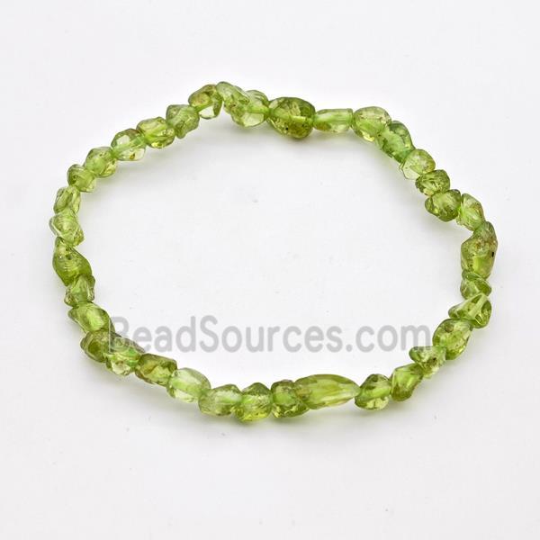 Natural Peridot Bracelet Freeform Stretchy