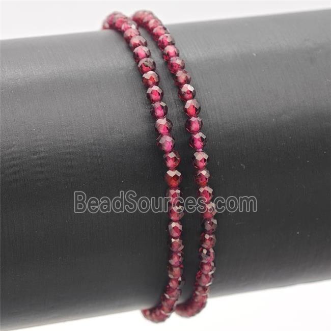 Natural Garnet Bracelet Faceted Round Stretchy