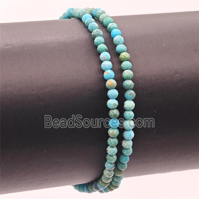 Natural Chinese Turquoise Bracelet Faceted Round Stretchy