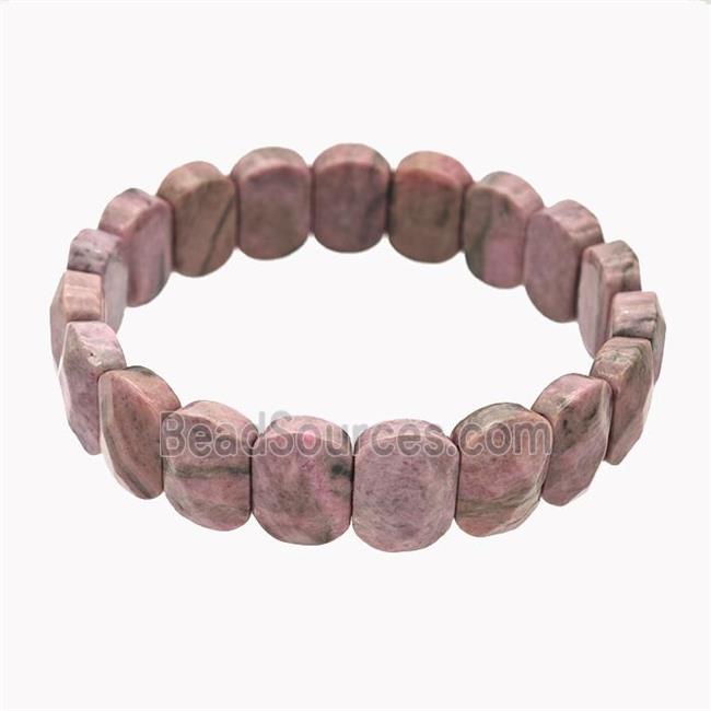 Pink Wood Lace Jasper Bracelet Stretchy