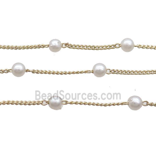 Copper Chain With Pearlized Plastic Gold Plated