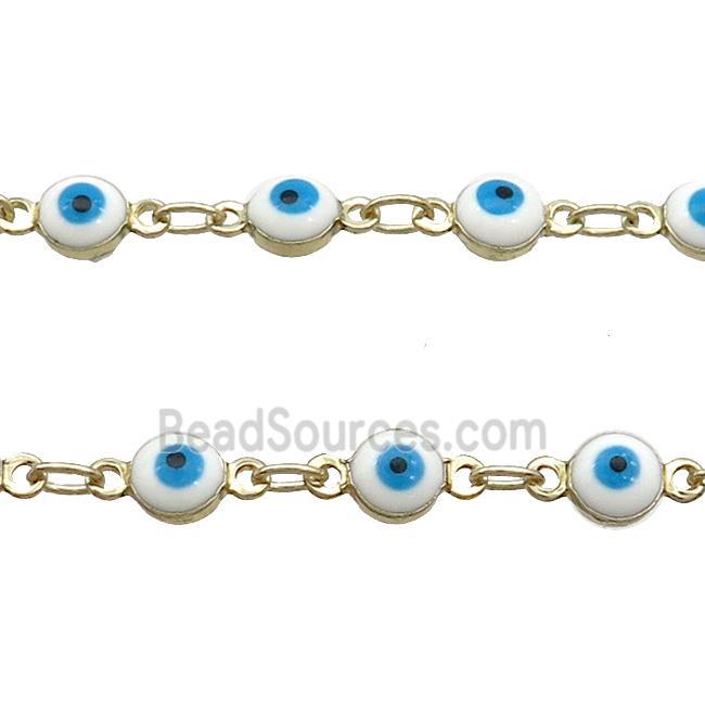 Copper Chain Evil Eye Lampwork Gold Plated