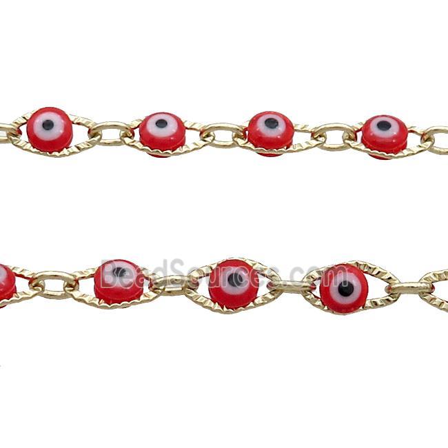 Copper Chain Red Evil Eye Lampwork Gold Plated