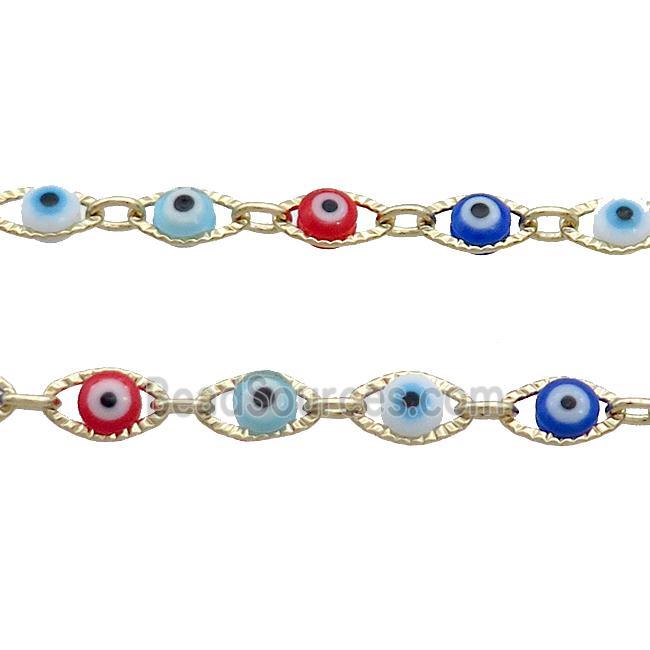 Copper Chain Multicolor Evil Eye Lampwork Gold Plated