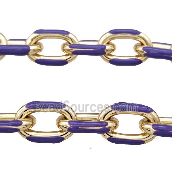 Aluminium Rolo Chain Purple Enamel Gold Plated