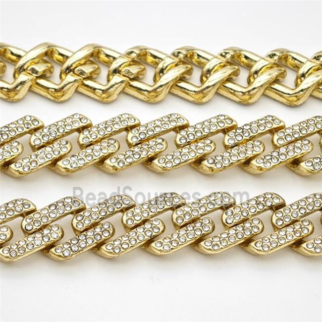 Alloy Chain Pave Rhinestone Gold Plated