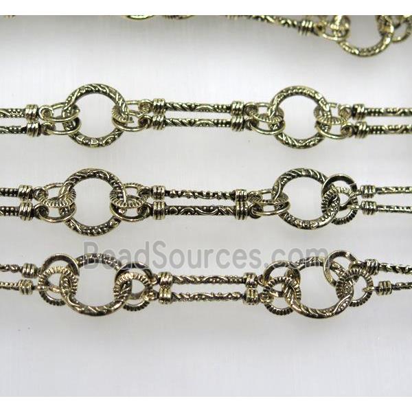 Tibetan silver Alloy Chain, light gold plated