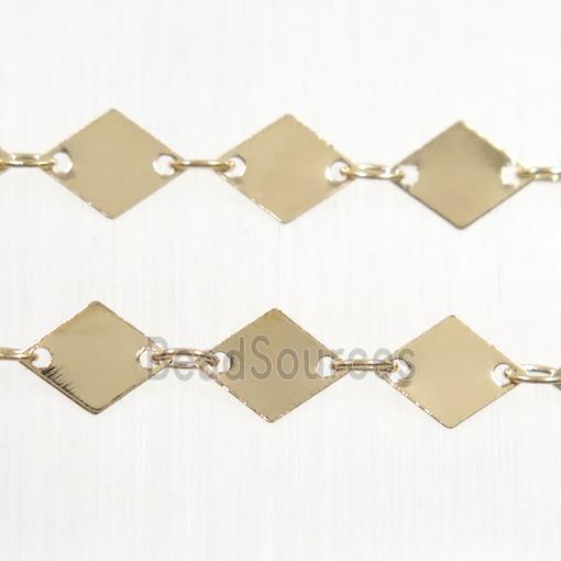 Copper chain, rhombic, gold plated