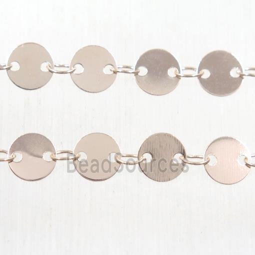 Copper chain, circle round, rose gold