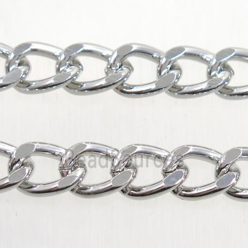 iron curb chain, platinum plated