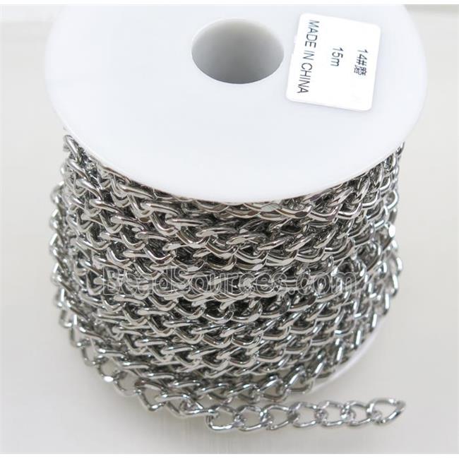 iron curb chain, platinum plated