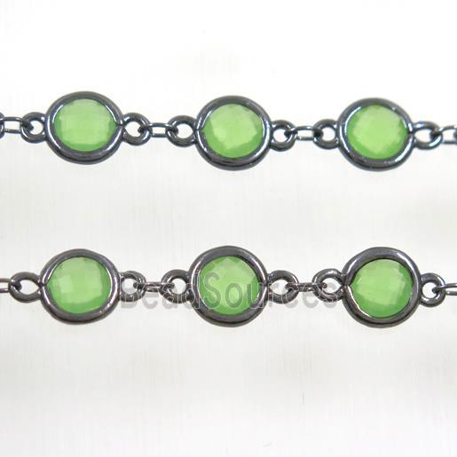 copper chain with green Chinese crystal glass, black plated