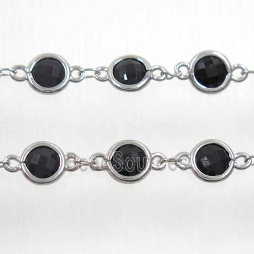 copper chain with black Chinese crystal glass, platinum plated