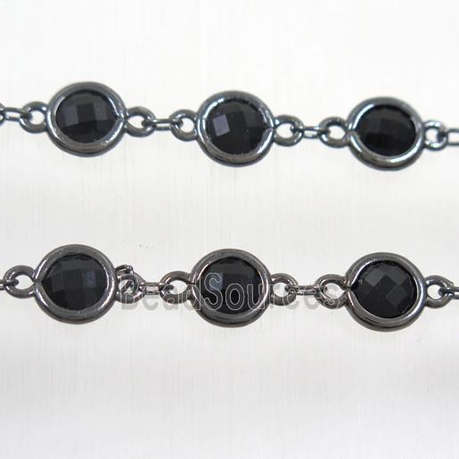 copper chain with black Chinese crystal glass, black plated