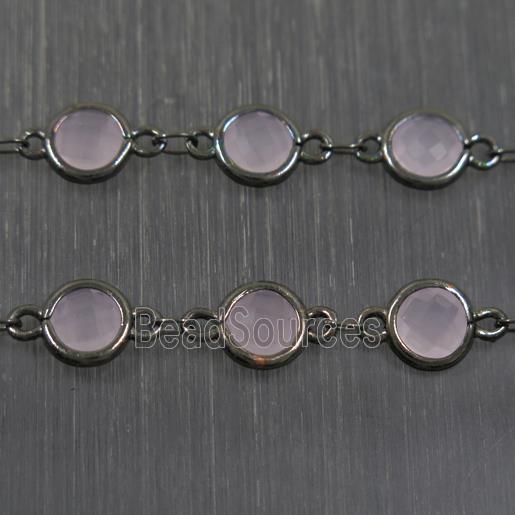 copper chain with pink Chinese crystal glass, black plated