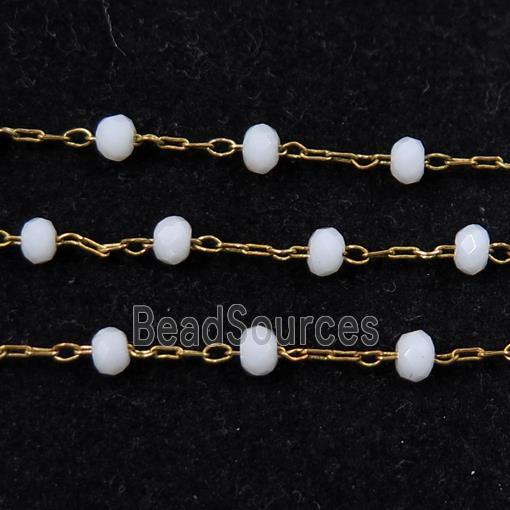 copper chain with white Chinese crystal glass bead