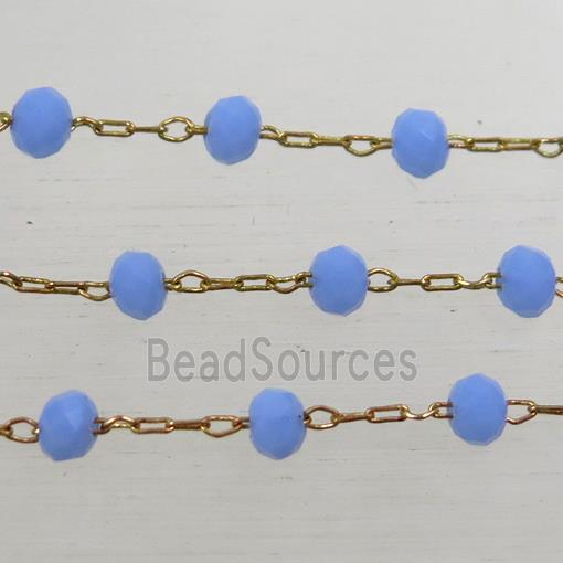 copper chain with blue Chinese crystal glass bead