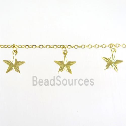 copper chain with star, gold plated