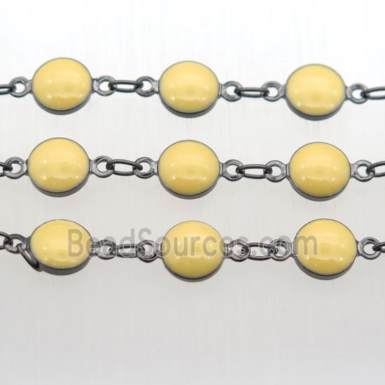 yellow Porcelain Glass Chain, black plated