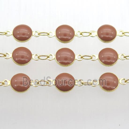 Chocolate Porcelain Glass Chain, gold plated