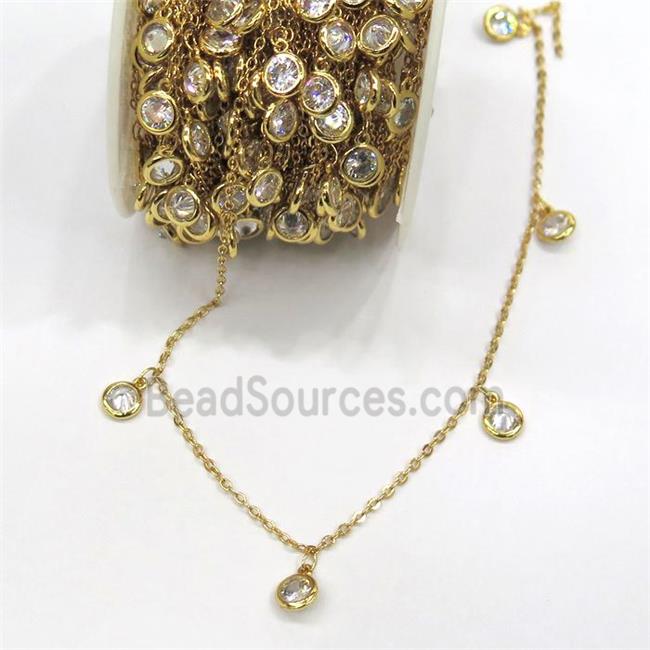 copper chain with zircon, gold plated