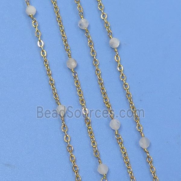 copper chain with white moonstone, gold plated