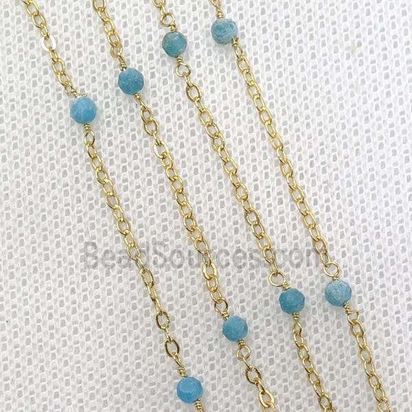 copper chain with apatite, gold plated